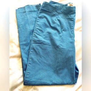 Talbots Stretch Pants Sz 14 Gingham Checked Plaid Blue White CUTE Capris Classic